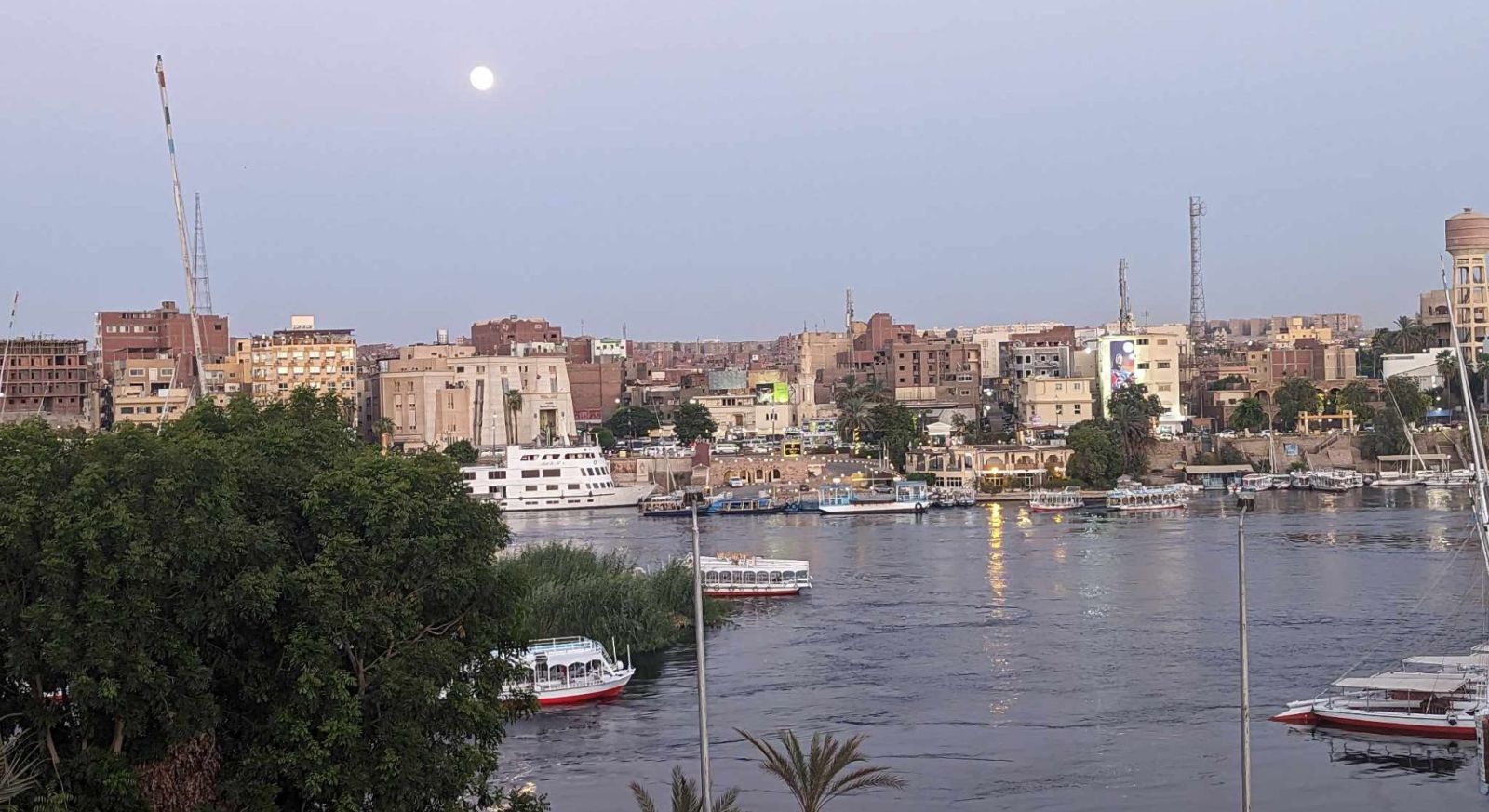 Aswan. River Nile. Nubian Village. Nile at dusk
