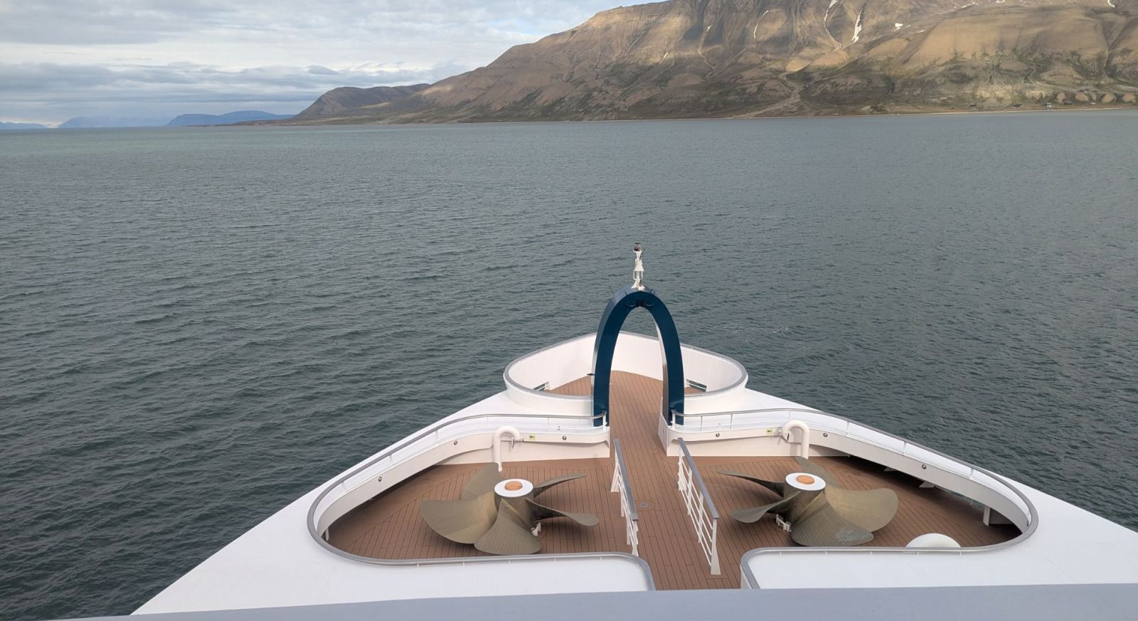 View from an expedition ship sailing through Svalbard in the Norwegian Arctic