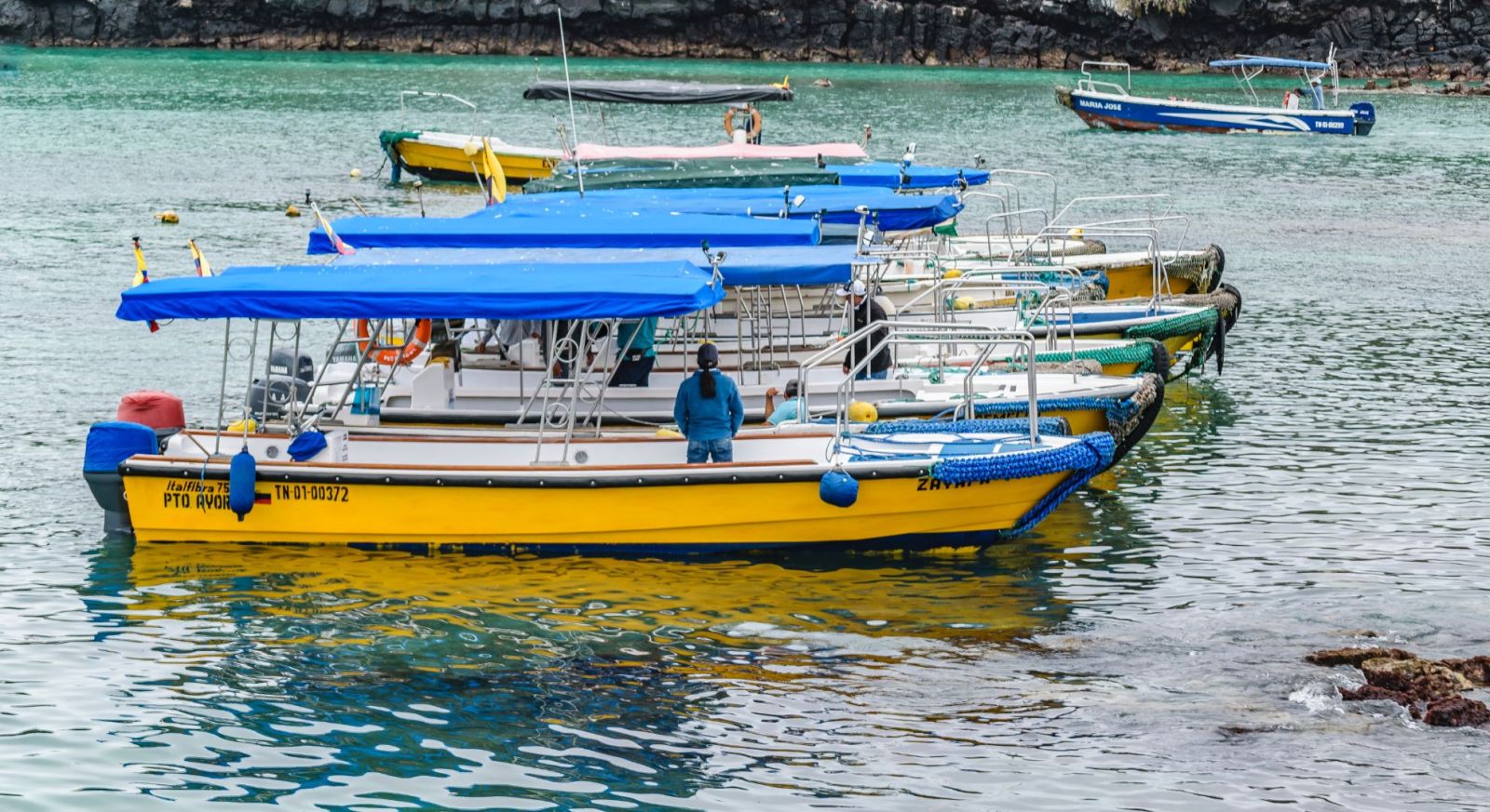 Small inter-island passenger speedboats in the Galapagos Islands